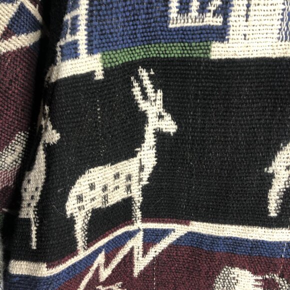 Jane Ashley Jacket Womens Medium Tapestry Mountain Scene Reindeer Pines Church - Picture 3 of 16